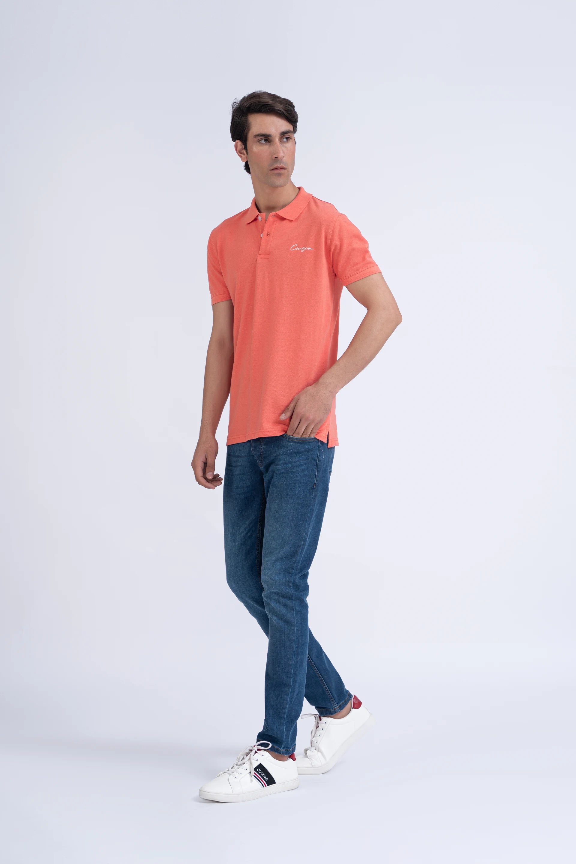 Coral Pink Polo Men Polo Summer V-1 2024 AURA COUGAR   