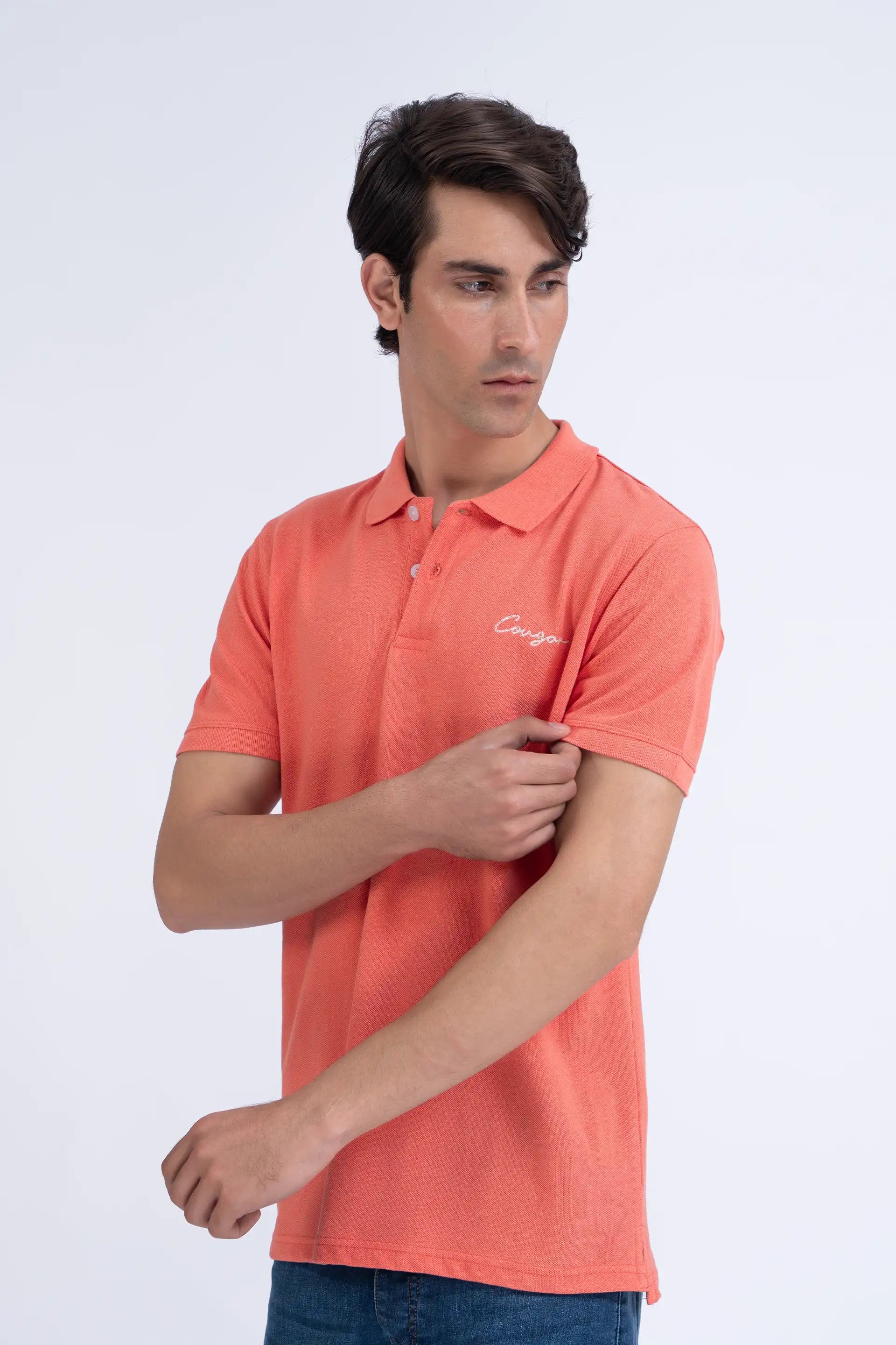 Coral Pink Polo Men Polo Summer V-1 2024 AURA COUGAR   