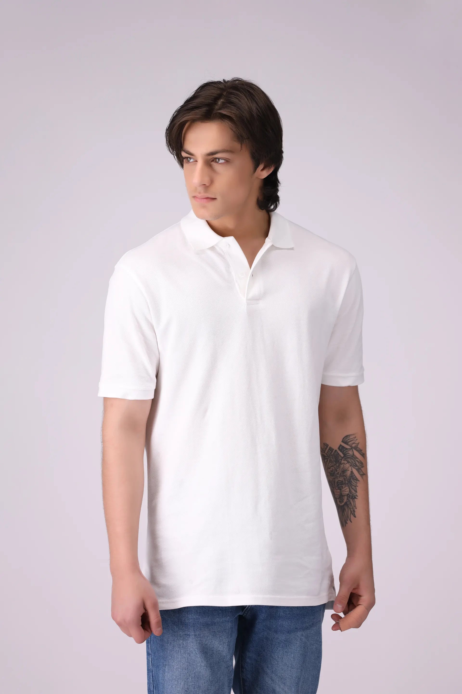 Relaxed Fit Pique Polo Men Polo COUGAR (S V-1 2025) S White Men