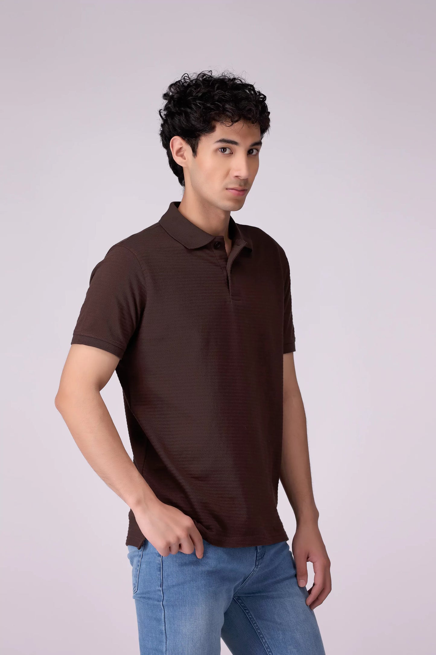 Textured Polo Men Polo COUGAR (S V-1 2025) S Chocolate Men