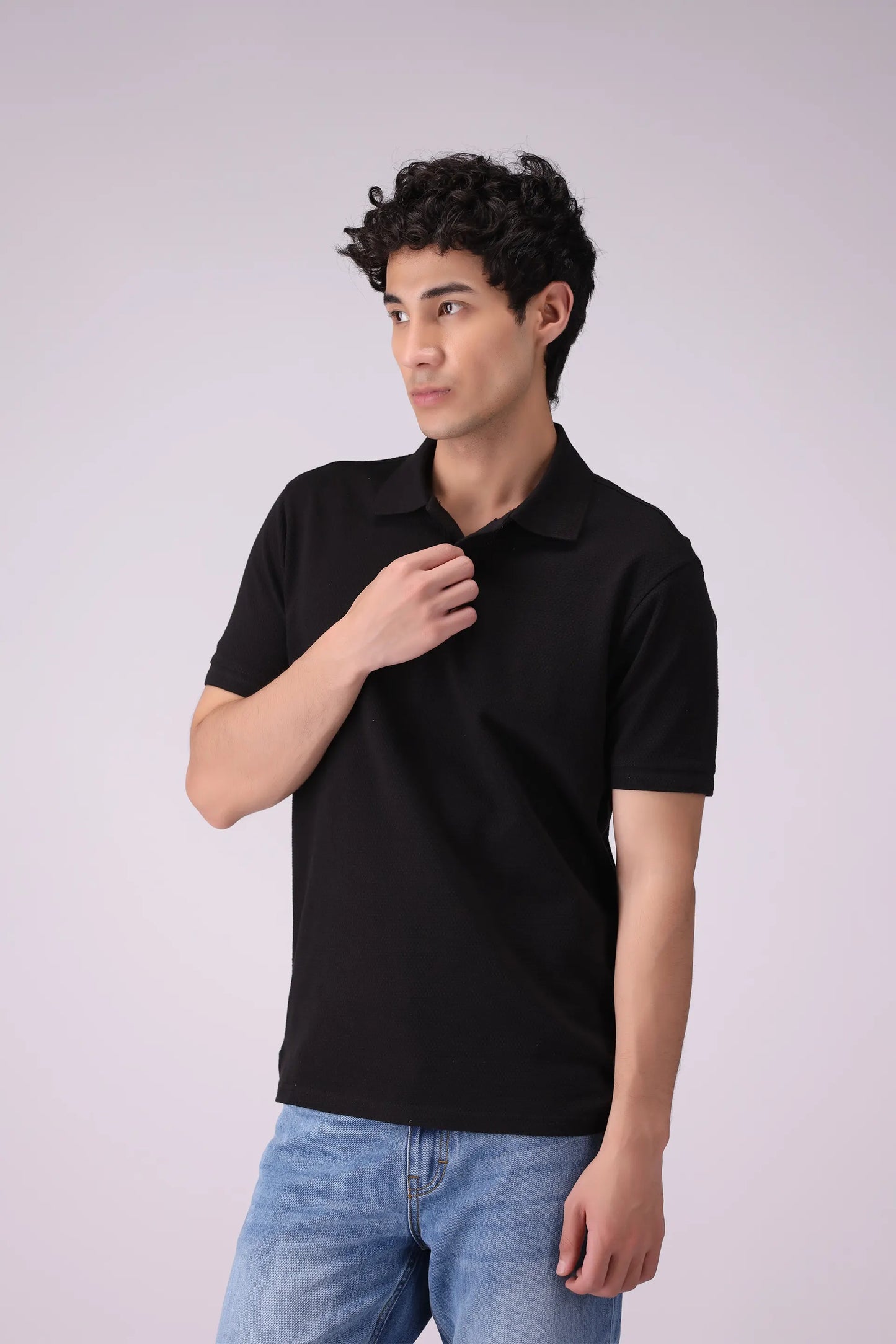 Popcorn Knit Polo Men Polo COUGAR (S V-1 2025) S Black Men