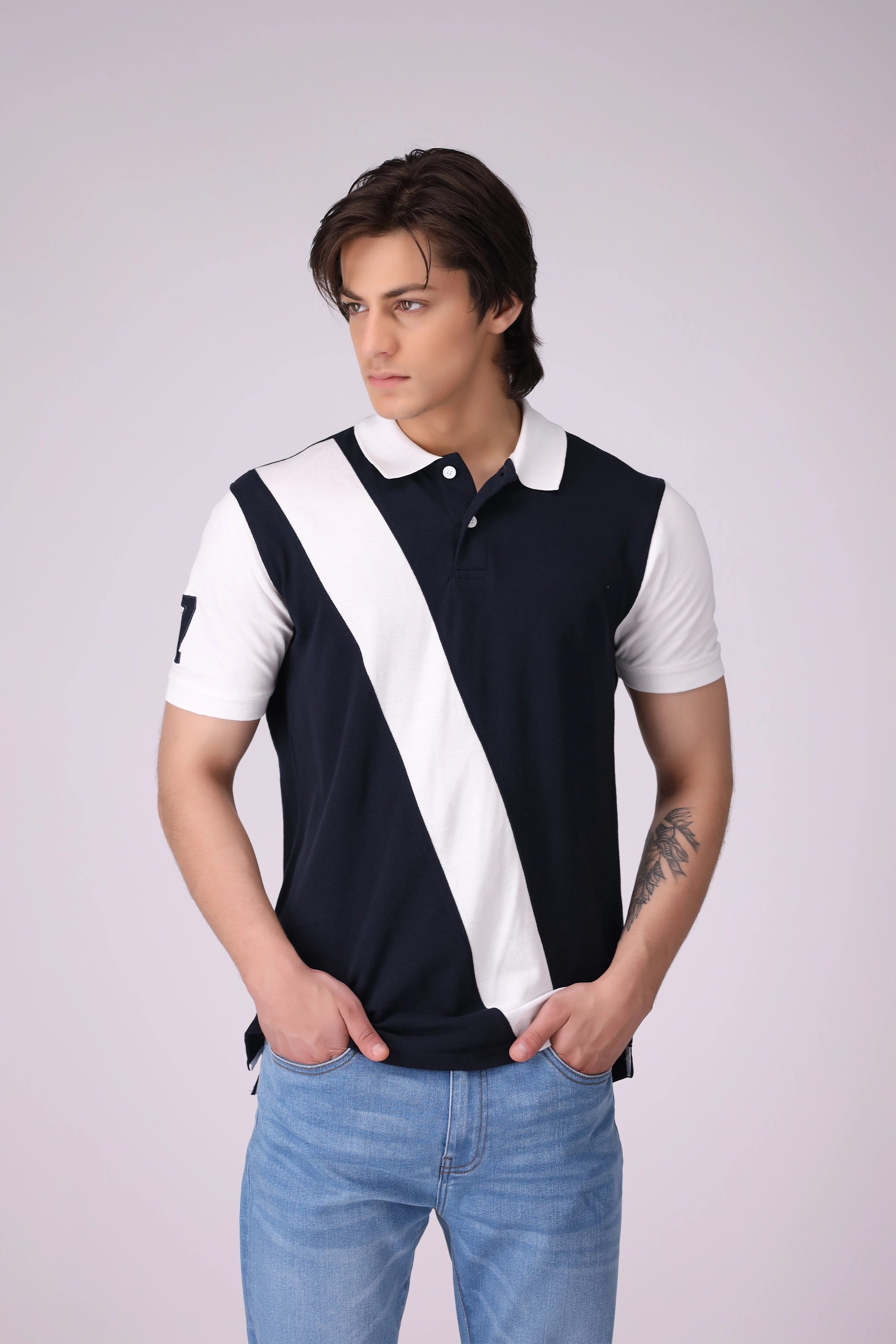 Diagonal Panel Polo Men Polo COUGAR (S V-1 2025) S Navy Men