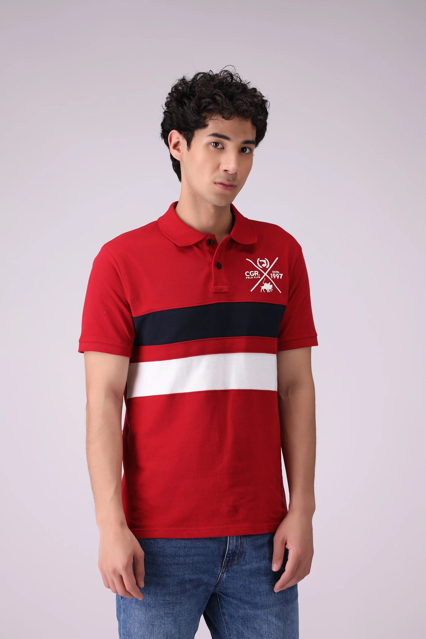 Paneled Pique Polo Men Polo COUGAR (S V-1 2025) S Red Men