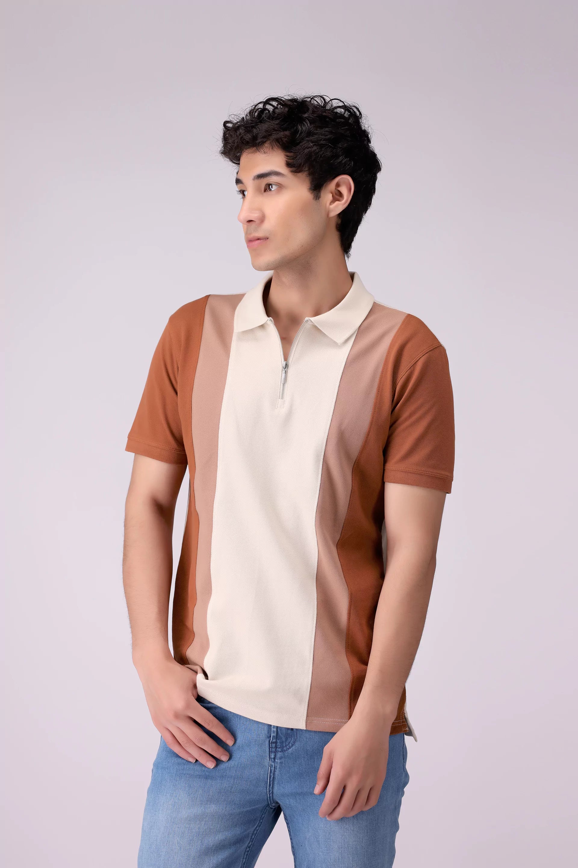 Paneled Quarter Zip Polo Men Polo COUGAR (S V-1 2025) S Sand Men