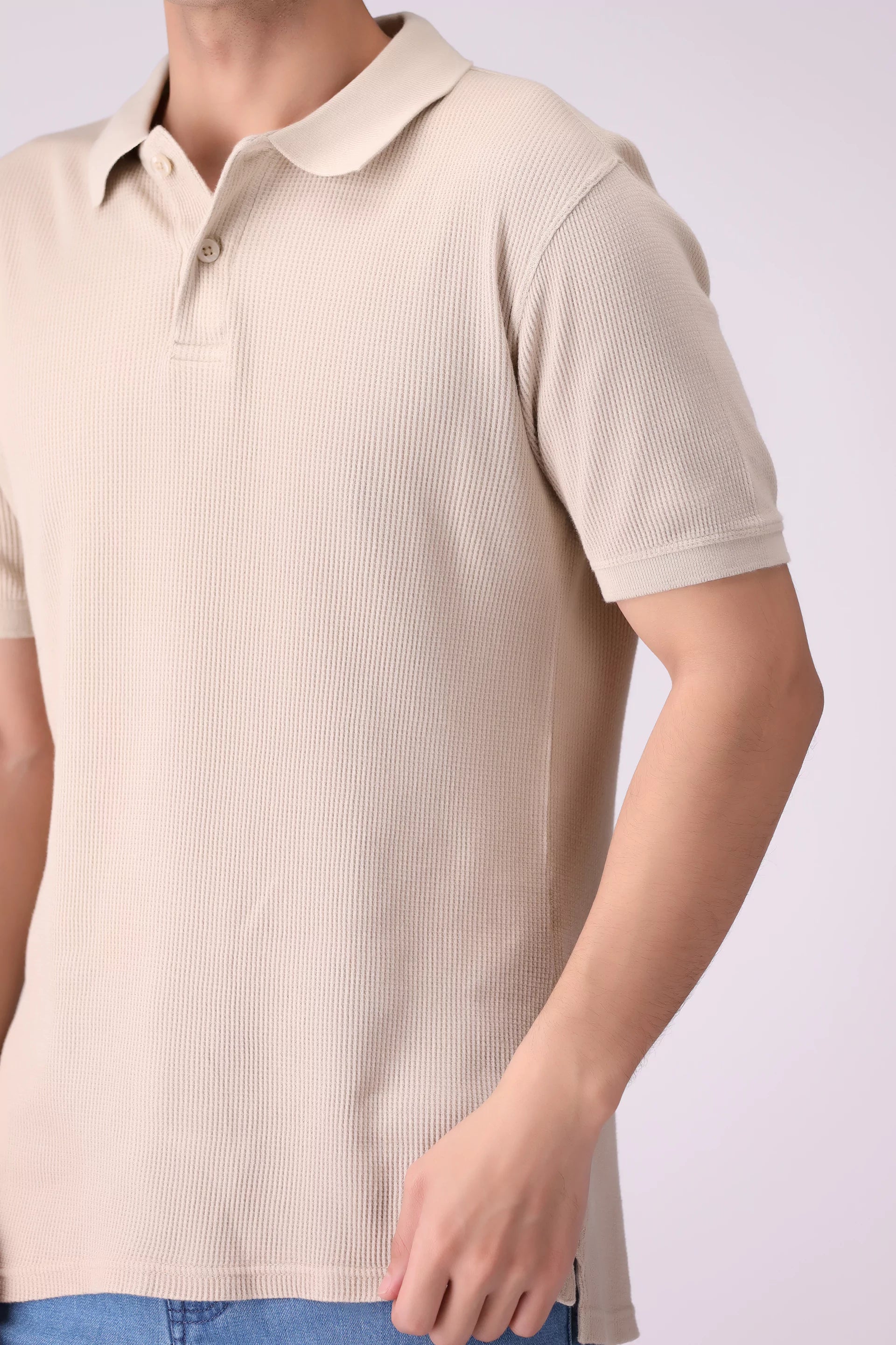 Waffle Knit Polo Men Polo COUGAR (S V-1 2025)