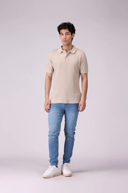 Waffle Knit Polo Men Polo COUGAR (S V-1 2025)