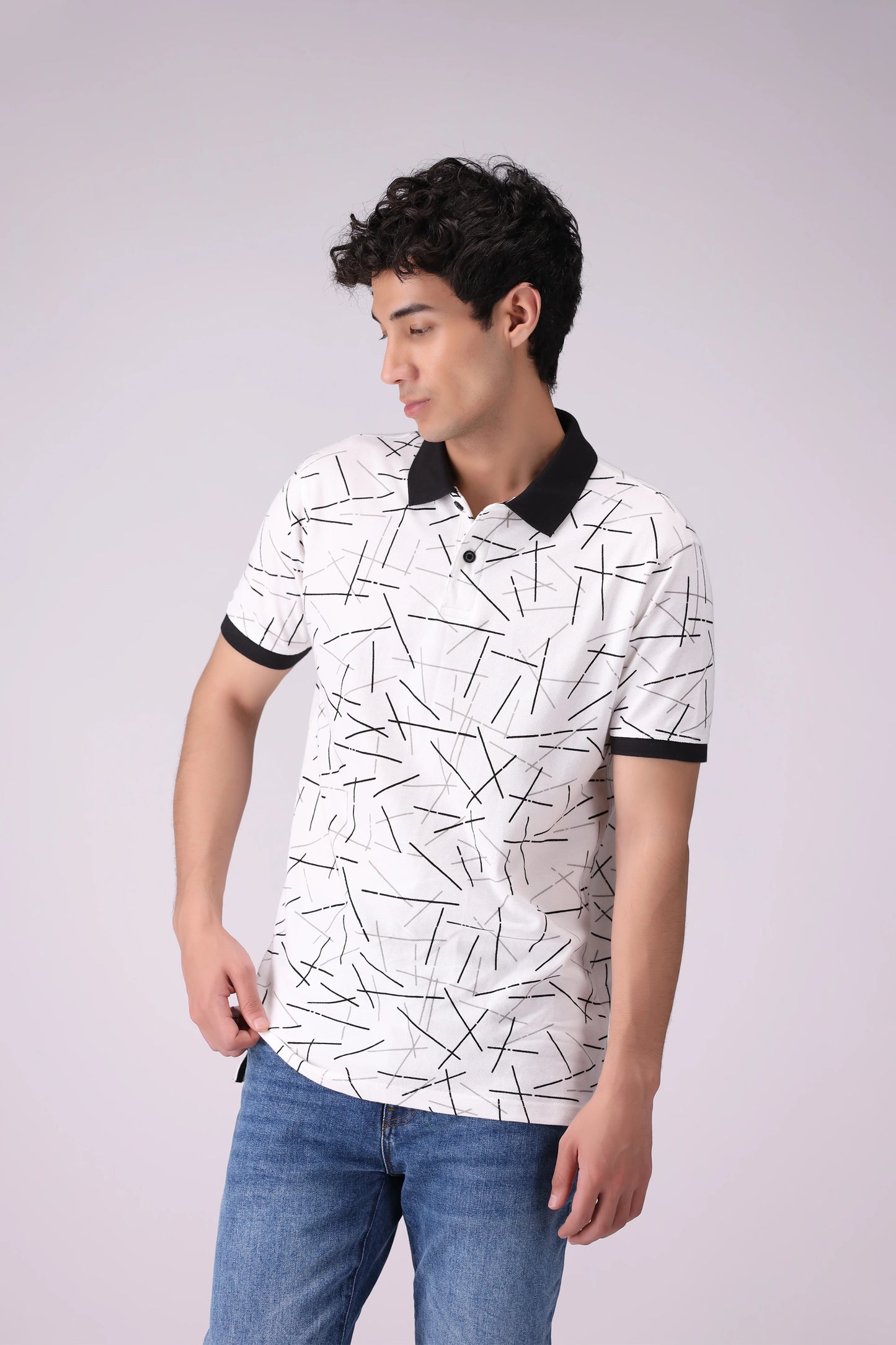 Printed Pique Polo Men Polo COUGAR (S V-1 2025) S Off White Men