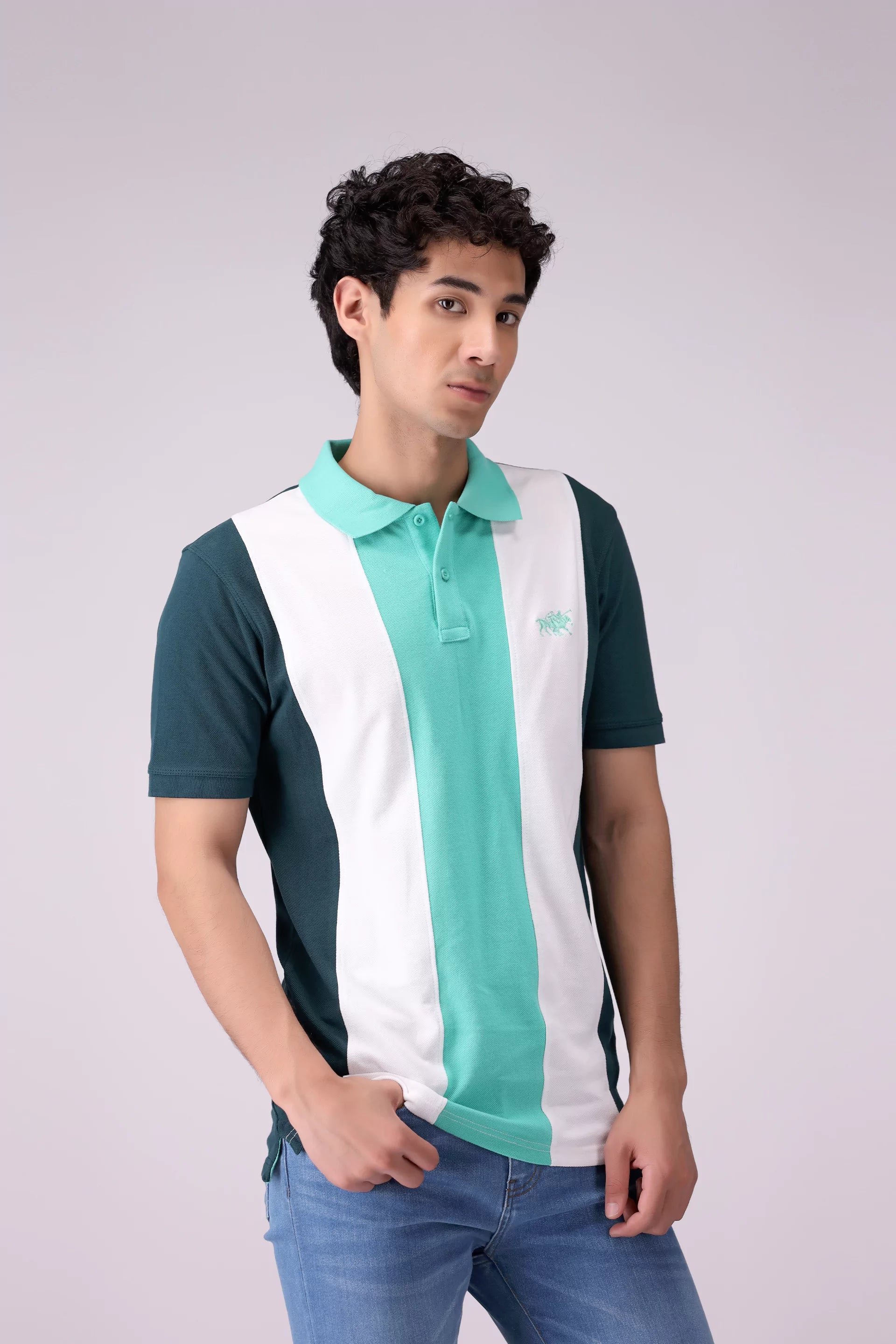 Vertical Color Block Polo Men Polo COUGAR (S V-1 2025) S Dark Teal Men