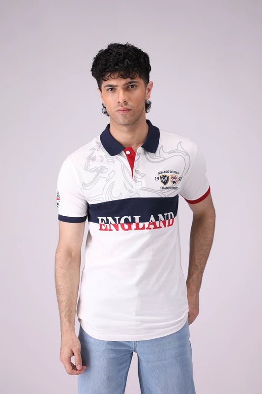 Embroidered Contrast Panel Polo Men Polo COUGAR (S V-1 2025) S Cream White Men