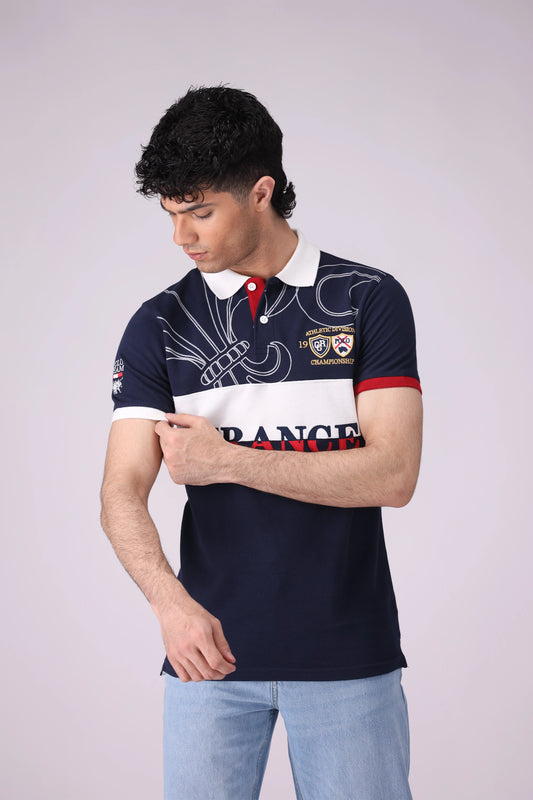 Embroidered Contrast Panel Polo Men Polo COUGAR (S V-1 2025) S Navy Men