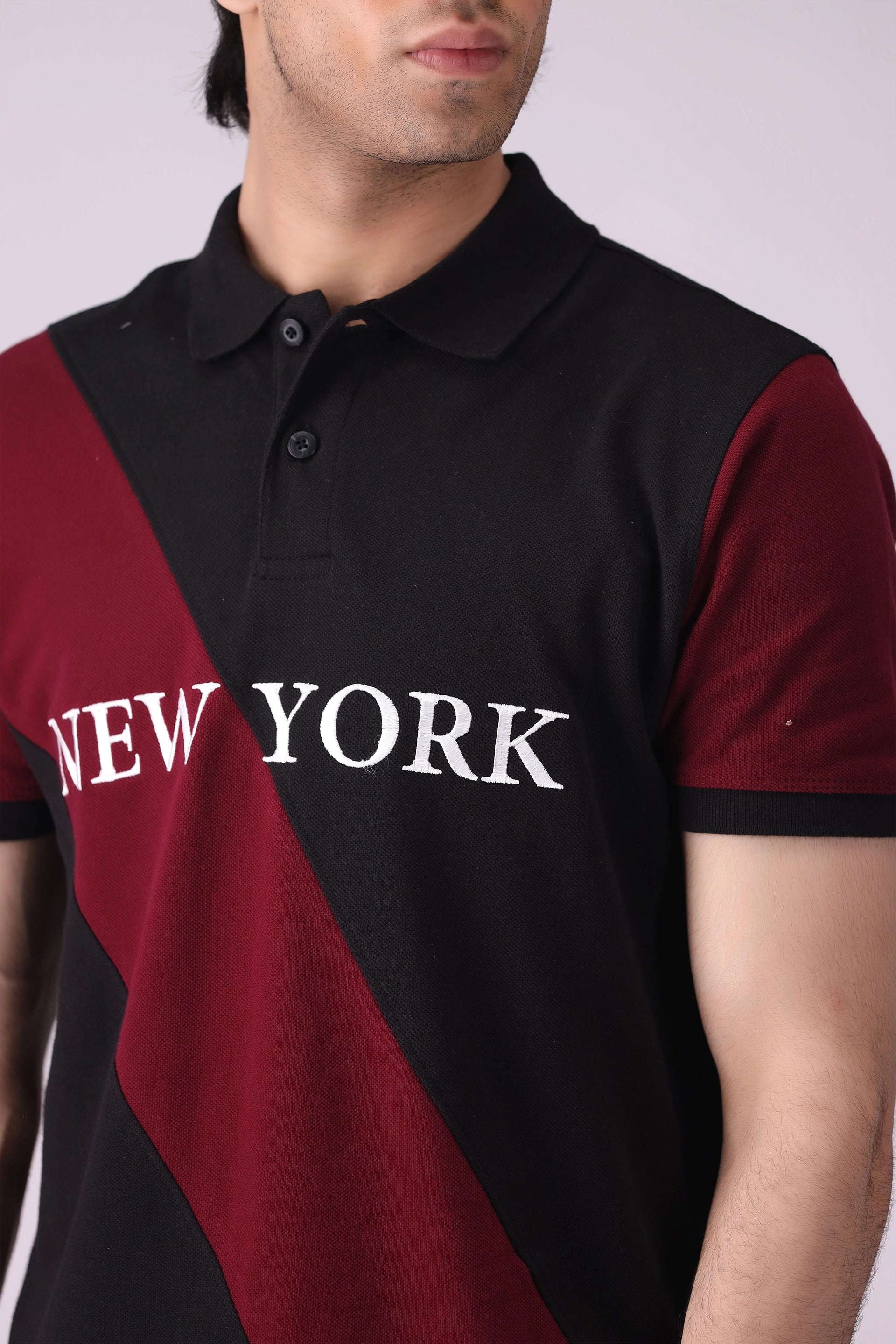 Diagonal Panel Embroidered Polo Men Polo COUGAR (S V-1 2025)