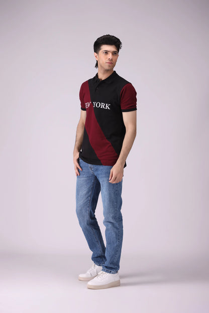 Diagonal Panel Embroidered Polo Men Polo COUGAR (S V-1 2025)