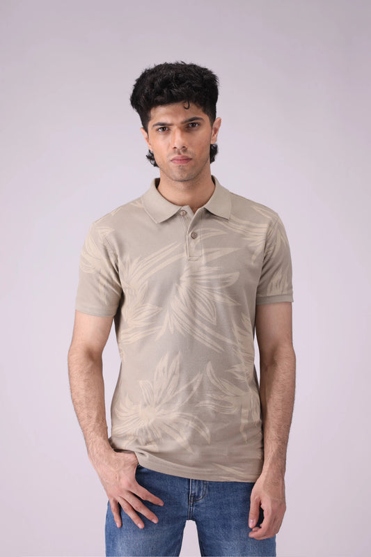 Printed Polo Men Polo COUGAR (S V-1 2025) S Beige Men