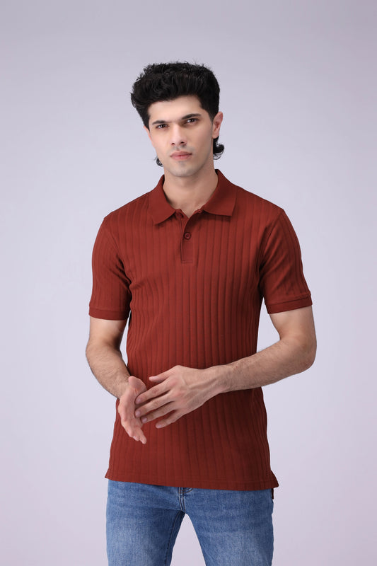 Rib Knit Polo Men Polo COUGAR (S V-1 2025) S Rust Men