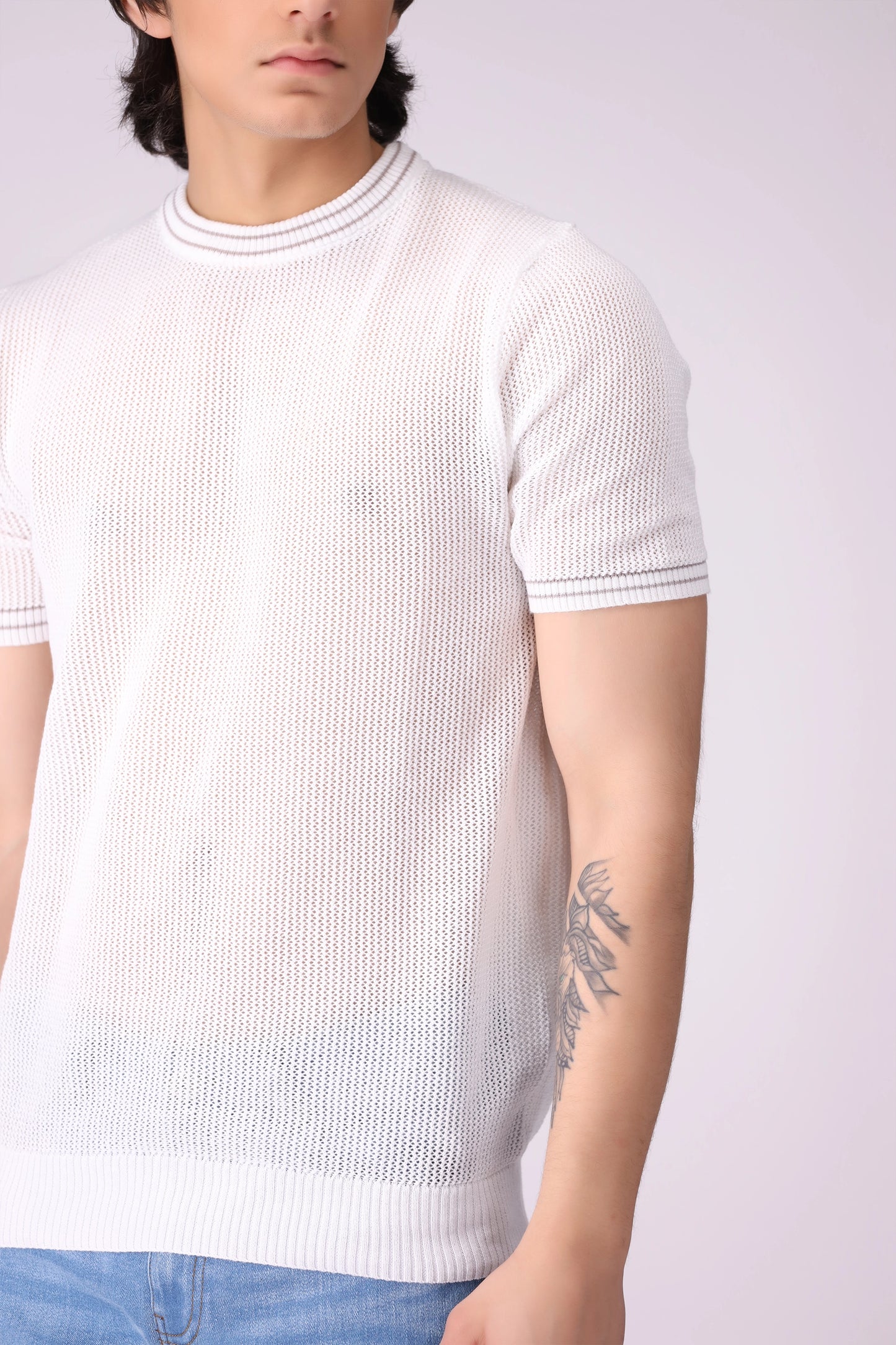 Perforated Knit T-Shirt Men Tee COUGAR (S V-1 2025)