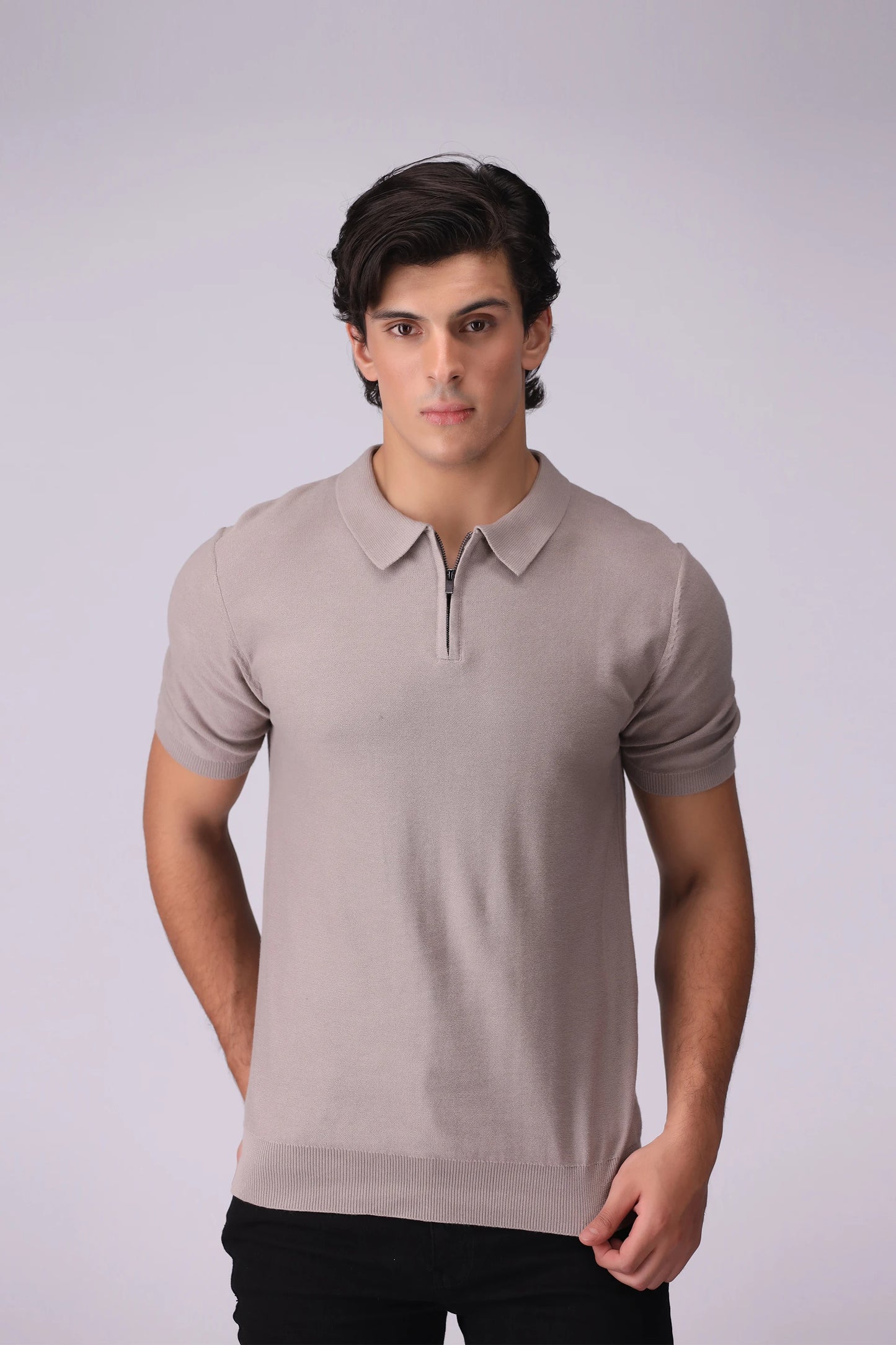 Quarter Zip Polo Men Polo COUGAR (S V-1 2025) XS Light Brown Men