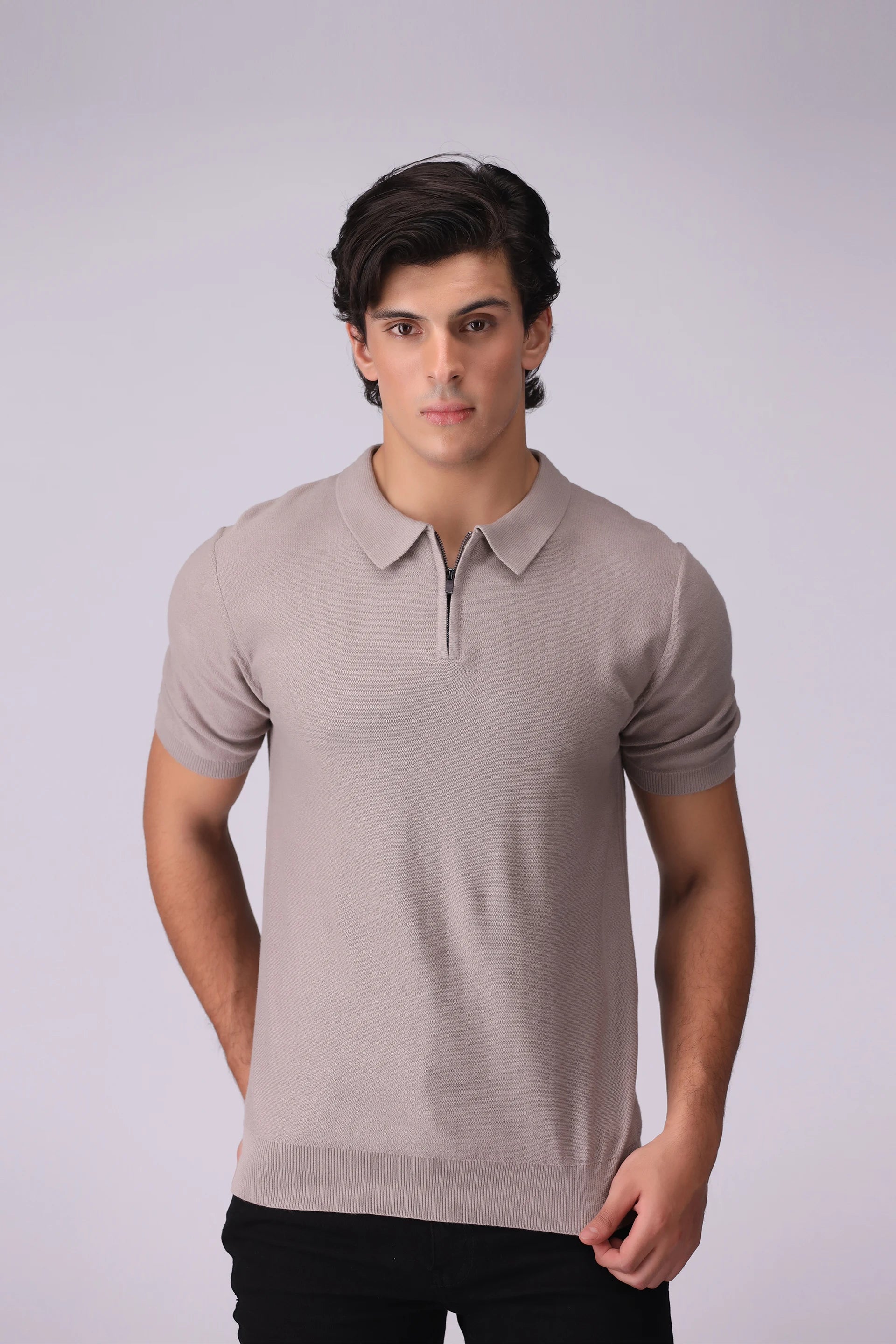 Quarter Zip Polo Men Polo COUGAR (S V-1 2025) XS Light Brown Men