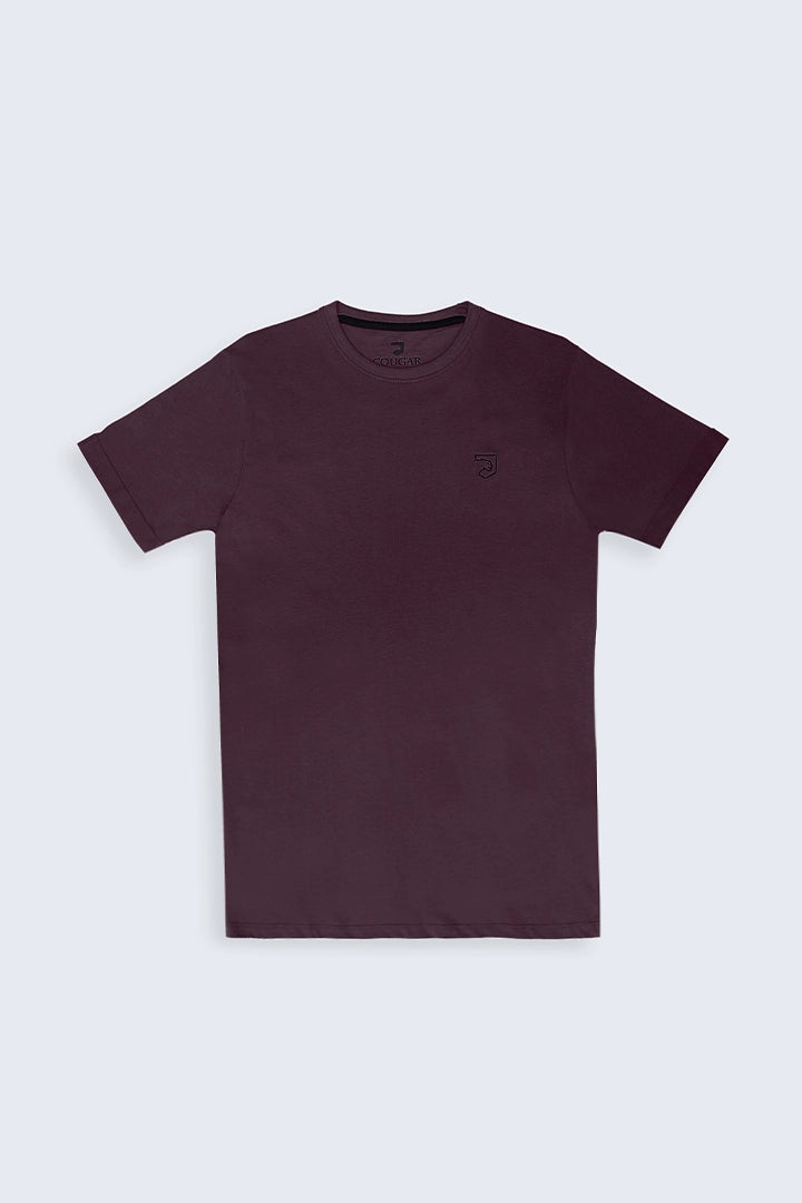 Wine Turn Up Sleeves Regular Fit T-Shirt