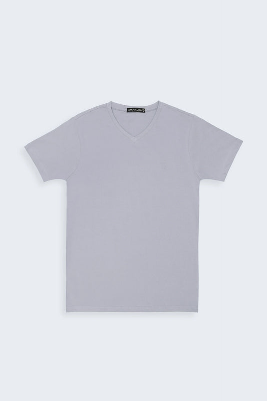 Grey V-Neck T-Shirt Men Tee Summer V-3 2024 BACKDROP COUGAR- (Men V3 2024)