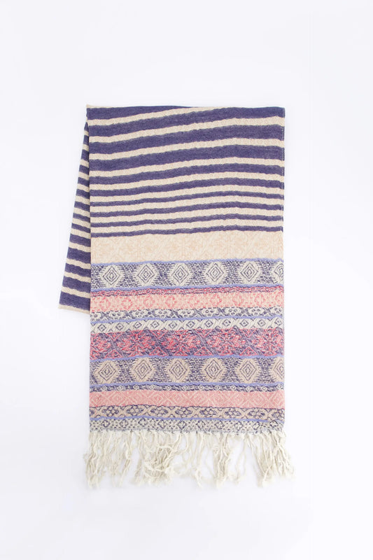 Striped Jacquard Scarf Women Scarves Winter 2024 Knit Story COUGAR C ( Winter 2024) FSZ Navy