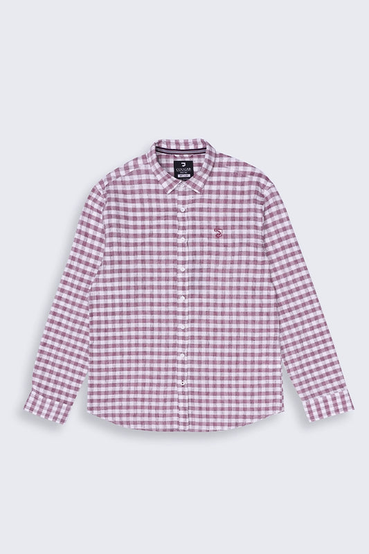 Maroon Regular Fit Checkered Casual Shirt Men Casual Shirt Summer V-3 2024 BACKDROP COUGAR- (Men V3 2024)