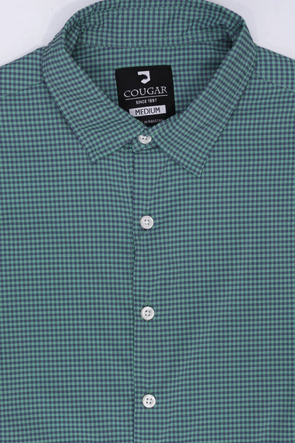 Green Graph Check Regular Fit Casual Shirt Men Casual Shirt Summer V-3 2024 BACKDROP COUGAR- (Men V3 2024)   