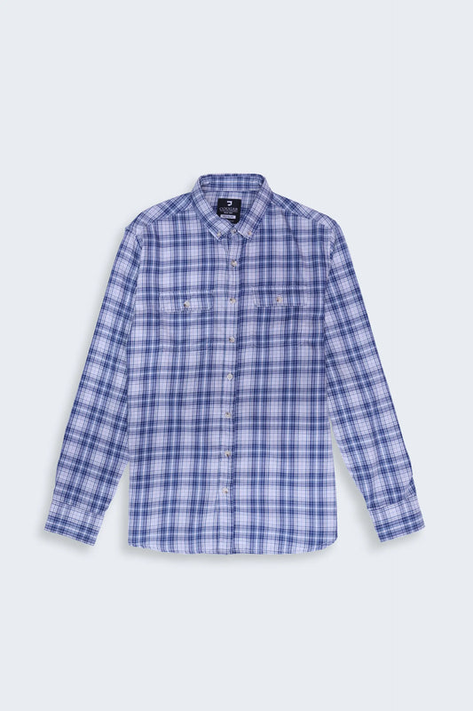 Double Pocket Checkered Casual Shirt Men Casual Shirt Summer V-2 2024 URBAN STATION COUGAR