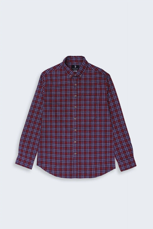 Maroon Regular Fit Checkered Casual Shirt Men Casual Shirt Summer V-3 2024 BACKDROP COUGAR- (Men V3 2024)