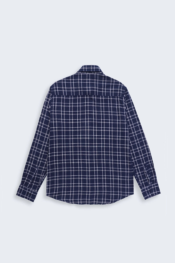 Navy Regular Fit Checkered Casual Shirt Men Casual Shirt Fall 2024 COUGAR- (Men Fall 2024)   