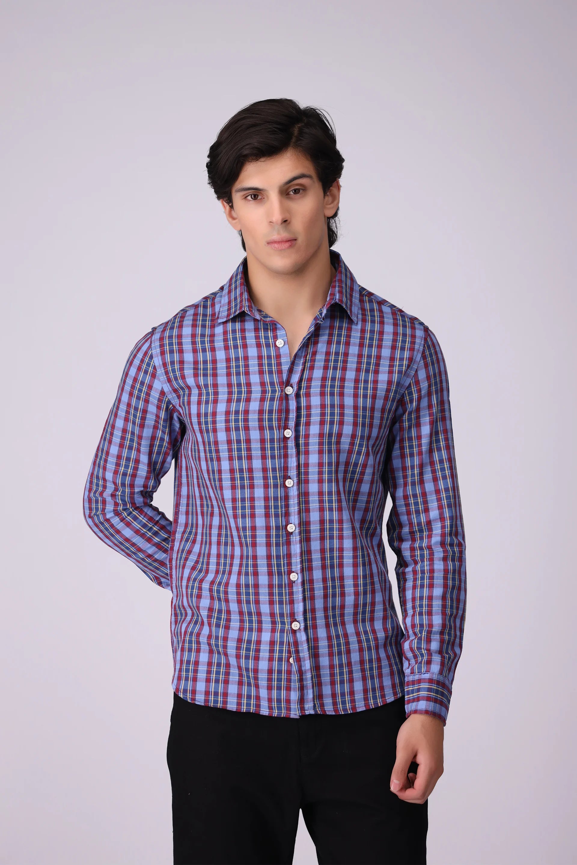 Multi Regular Fit Checkered Casual Shirt Men Casual Shirt Fall 2024 COUGAR- (Men Fall 2024)   