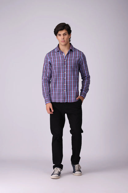 Multi Regular Fit Checkered Casual Shirt Men Casual Shirt Fall 2024 COUGAR- (Men Fall 2024)   