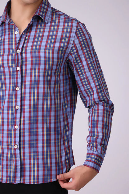 Multi Regular Fit Checkered Casual Shirt Men Casual Shirt Fall 2024 COUGAR- (Men Fall 2024)   