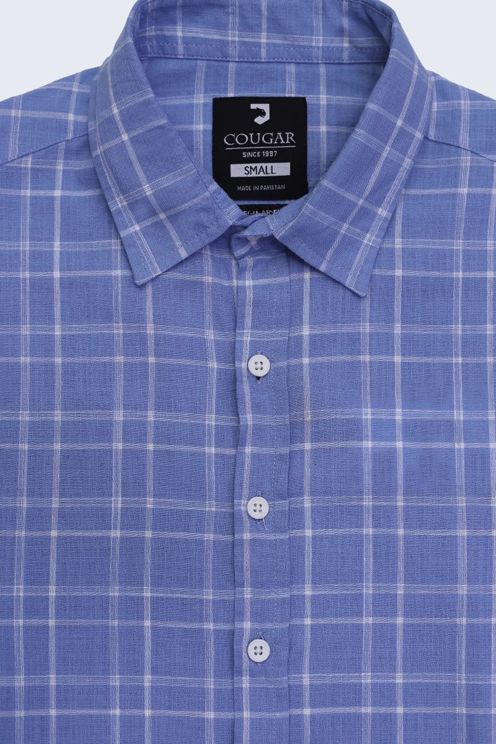 Sky Regular Fit Checkered Casual Shirt Men Casual Shirt Fall 2024 COUGAR- (Men Fall 2024)   