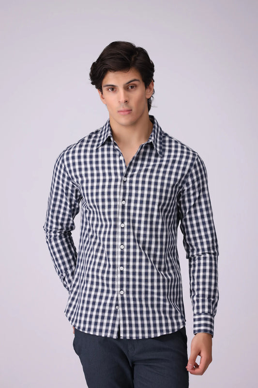 Regular Fit Checkered Shirt Men Shirt COUGAR (S V-1 2025) S Navy Men