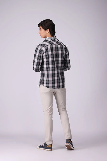 Regular Fit Patch Pocket Check Casual Shirt