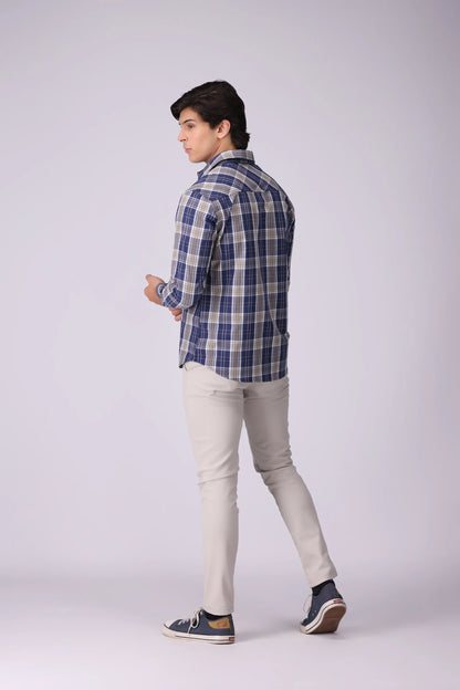 Regular Fit Patch Pocket Check Casual Shirt