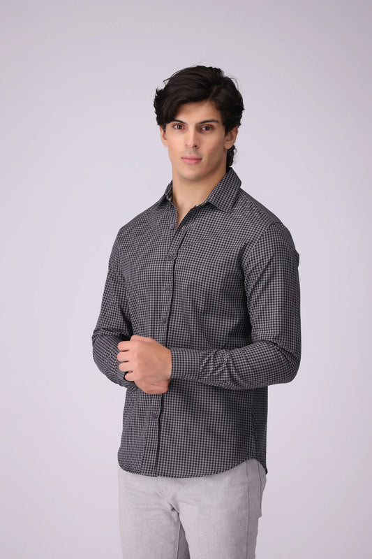 Regular Fit Graph Check Shirt Men Shirt COUGAR (S V-1 2025) S Black Men