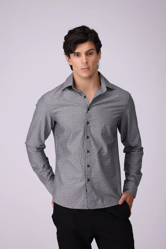 Regular Fit Jacquard Shirt Men Shirt COUGAR (S V-1 2025) S Grey Men