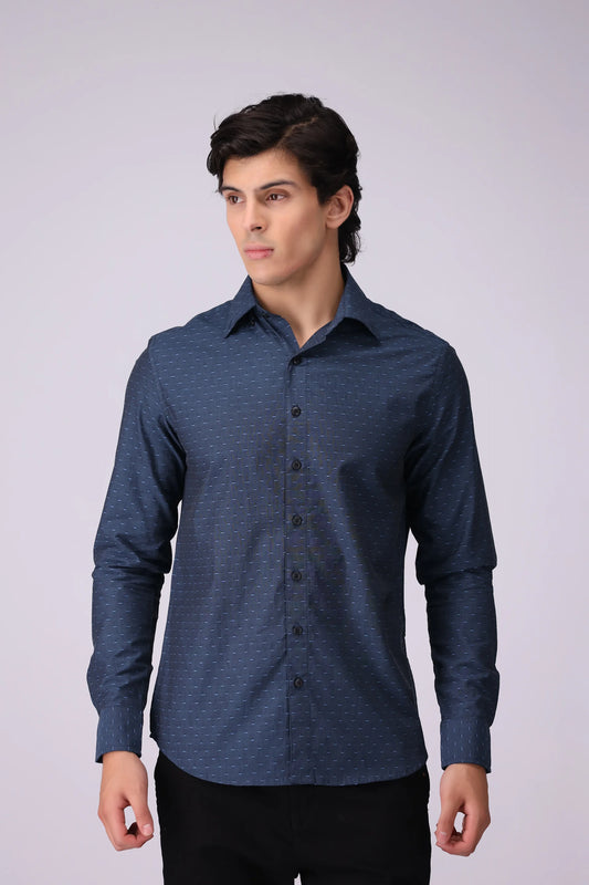 Regular Fit Jacquard Shirt Men Shirt COUGAR (S V-1 2025) S Navy Men