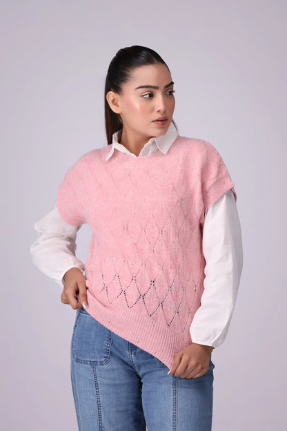 Crochet Knit Sweater Women China-Sweater Winter 2024 Knit Story COUGAR- (Women Winter 2024) FSZ Pink Women