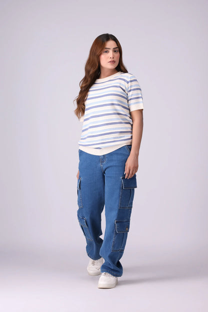 Striped Knit T-Shirt Women China-Sweater Winter 2024 Knit Story COUGAR- (Women Winter 2024)   