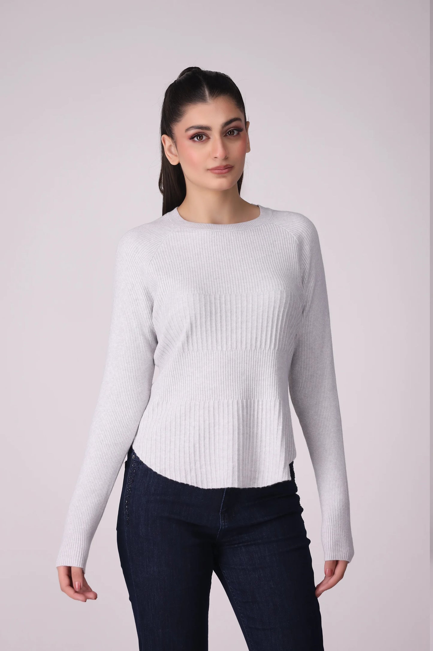 Knitted Raglan Sweater Women China-Sweater Winter 2024 Knit Story COUGAR- (Women Winter 2024) FSZ Silver Women