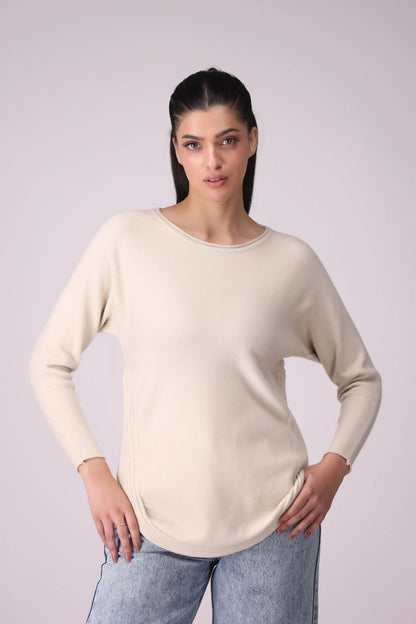 Round Hem Sweater With Side Slits