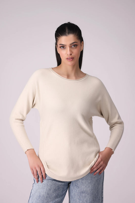 Round Hem Sweater With Side Slits