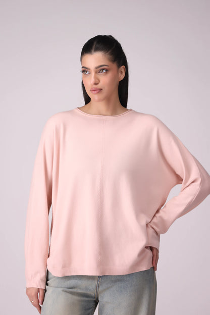 Oversize Knit Sweater With Round Hem