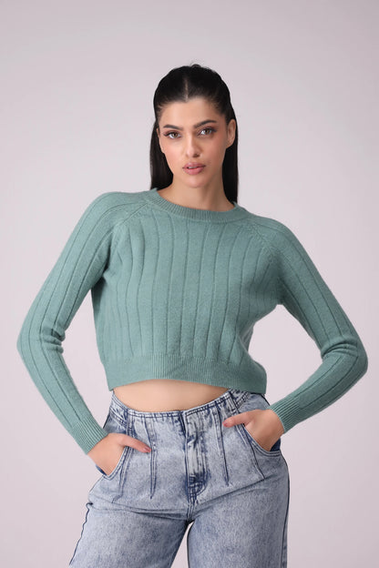 Rib Knit Raglan Sweater