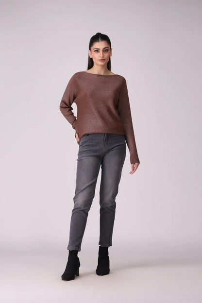 Boat Neck Shimmery Sweater