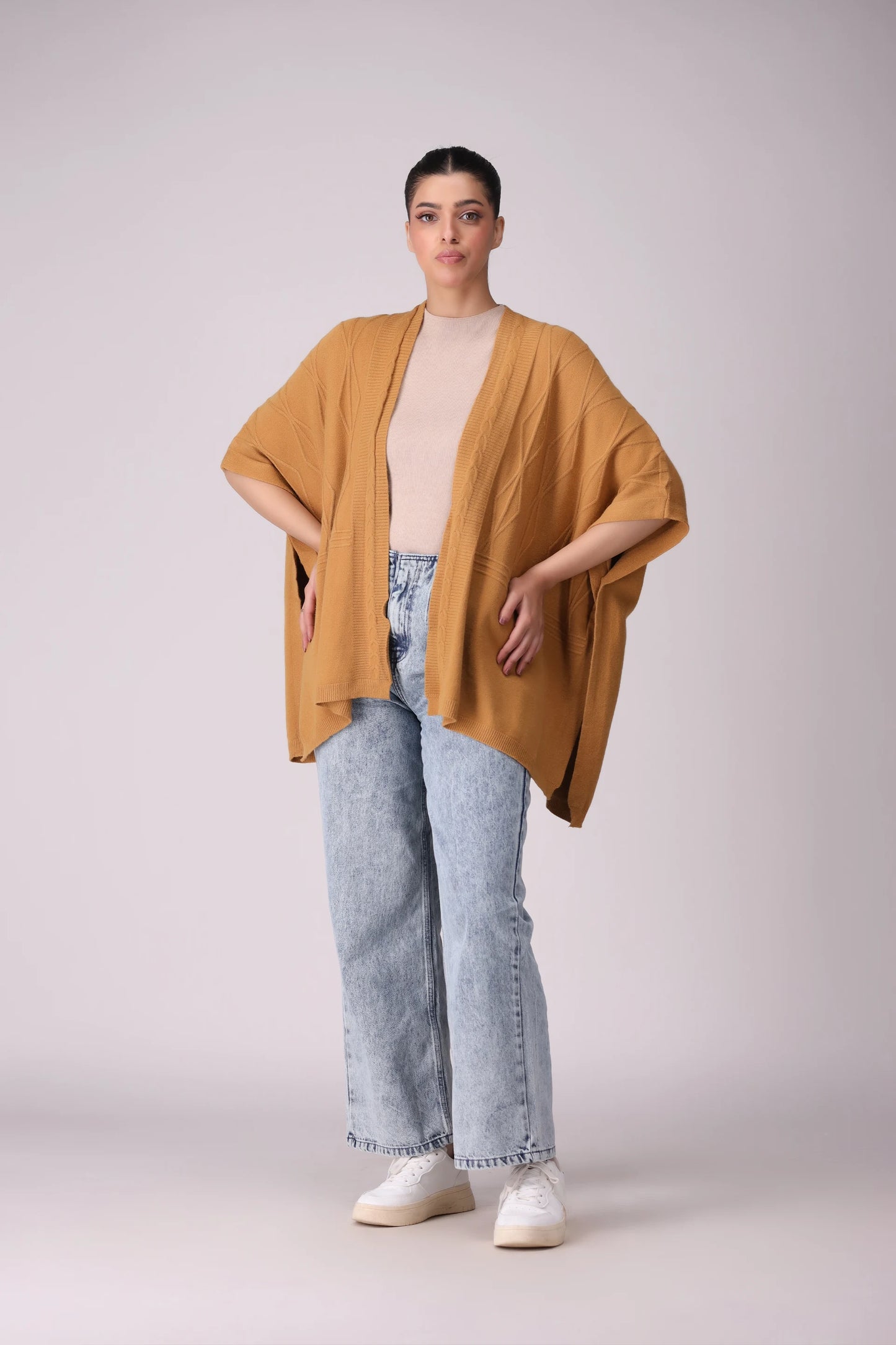 Cable Knit Poncho Cardigan