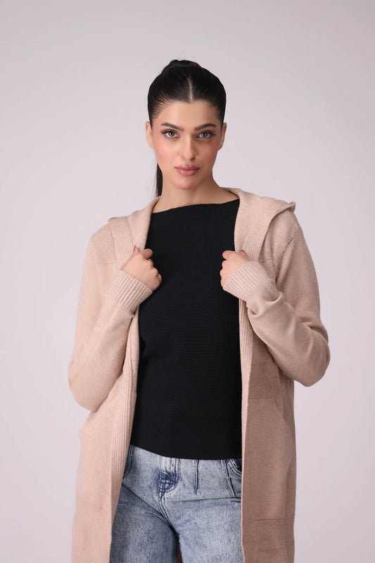 Front Open Cardigan With Hood