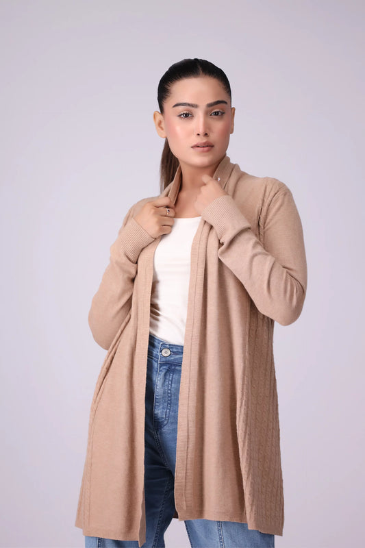 Front Open Cable Knit Cardigan Women China-Sweater Winter 2024 Knit Story COUGAR- (Women Winter 2024) FSZ Camel